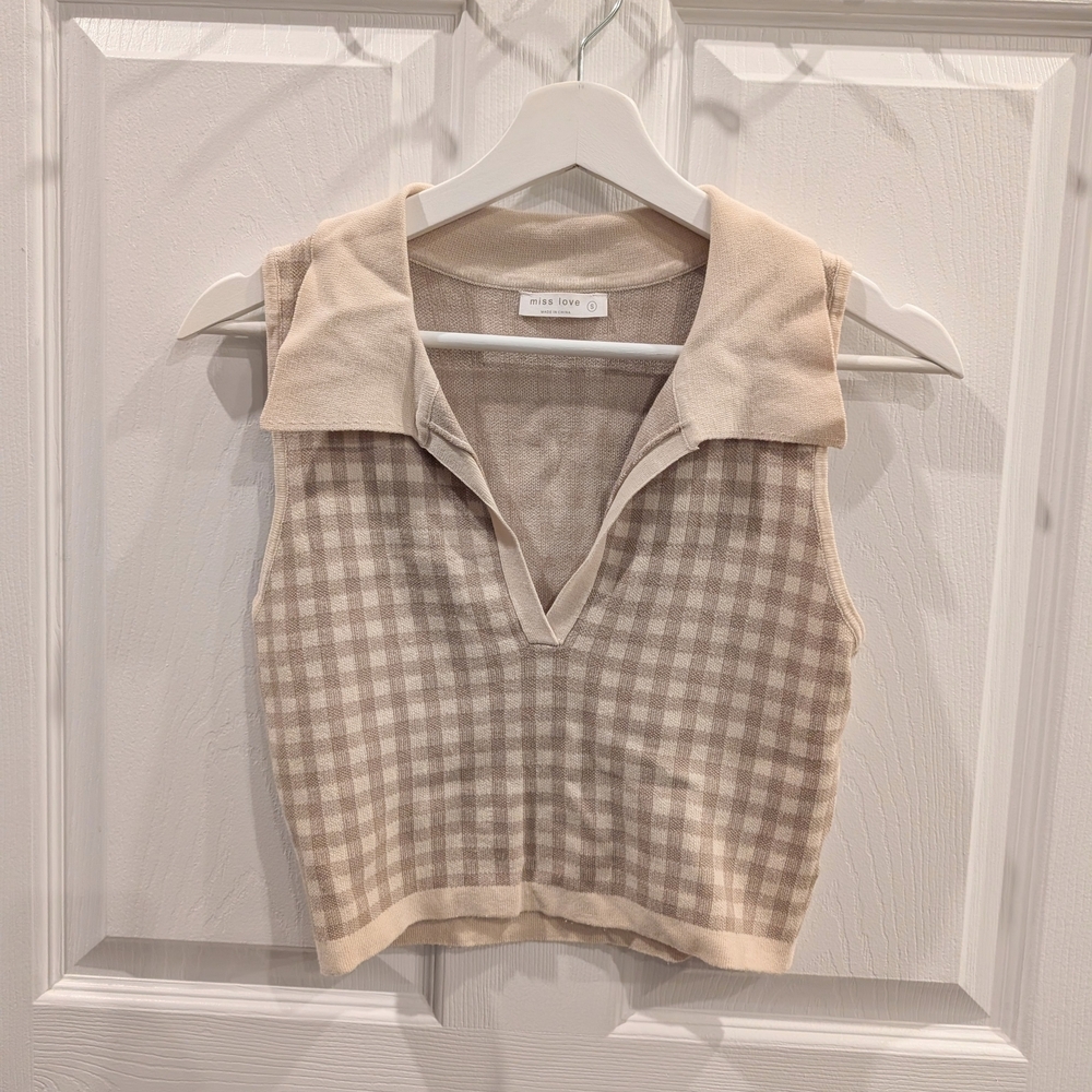 Miss Love Checked Knit Vest